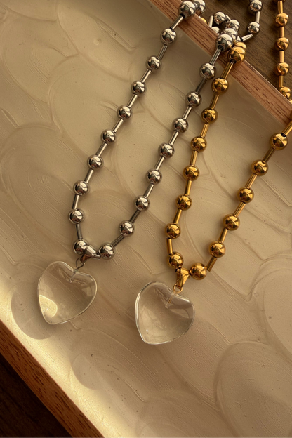 Beaded Heart Pendant Necklace