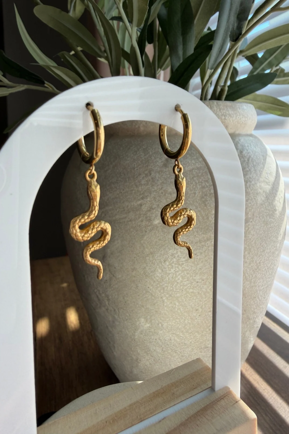 Gold Snake Hoop Earrings
