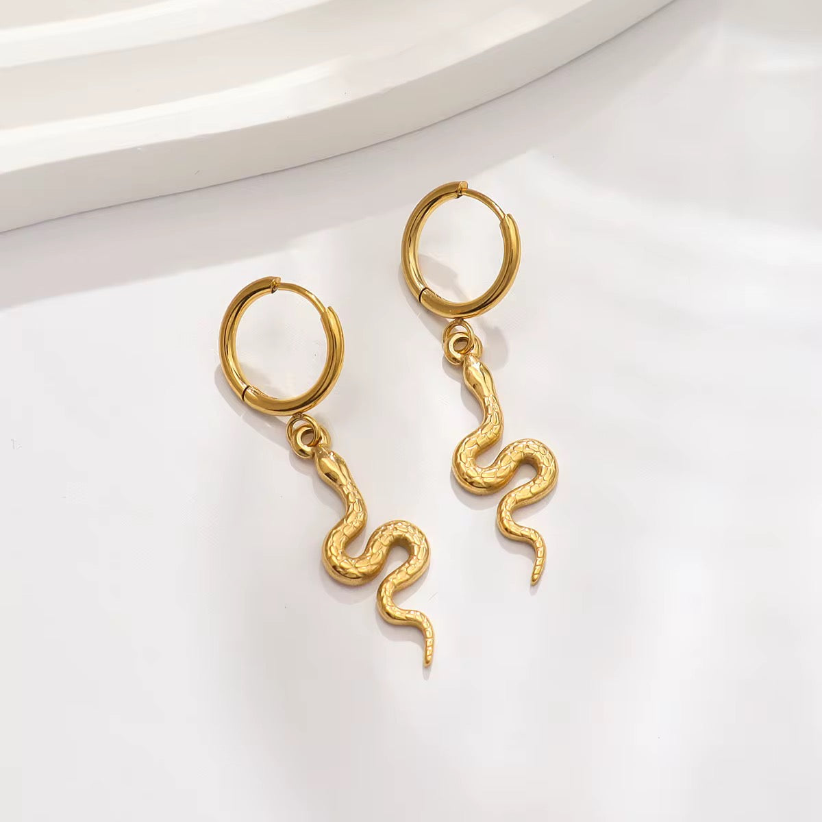 Gold Snake Hoop Earrings