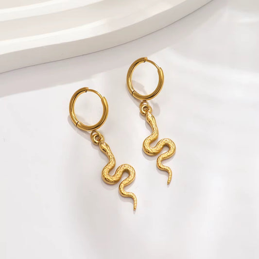 Gold Snake Hoop Earrings