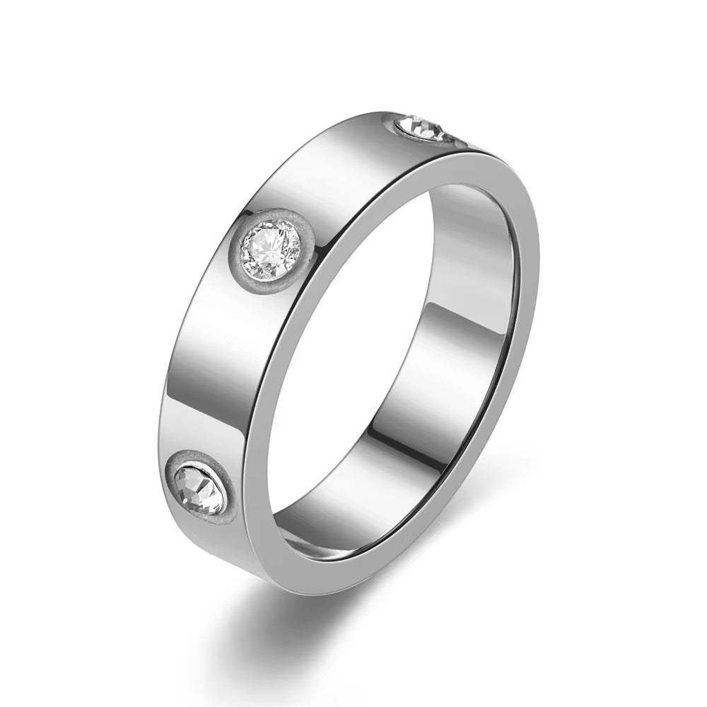 CZ Accent Flat Band Ring