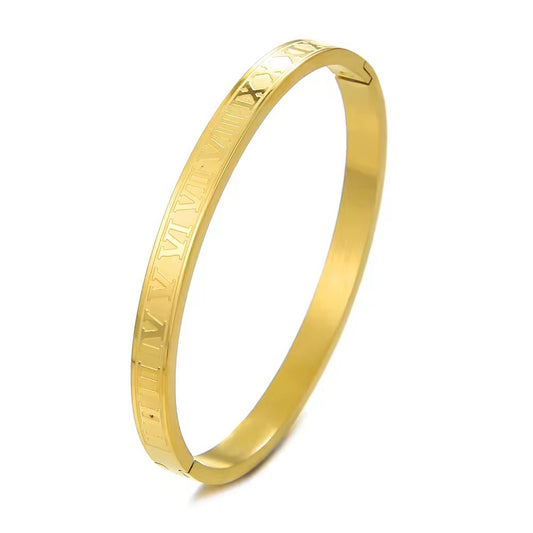 Roman Numeral Engraved Bangle