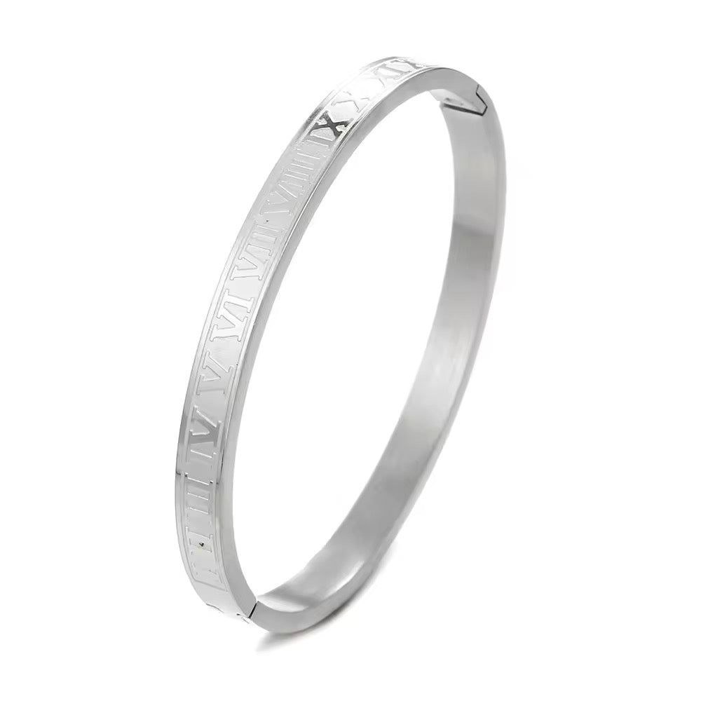 Roman Numeral Engraved Bangle