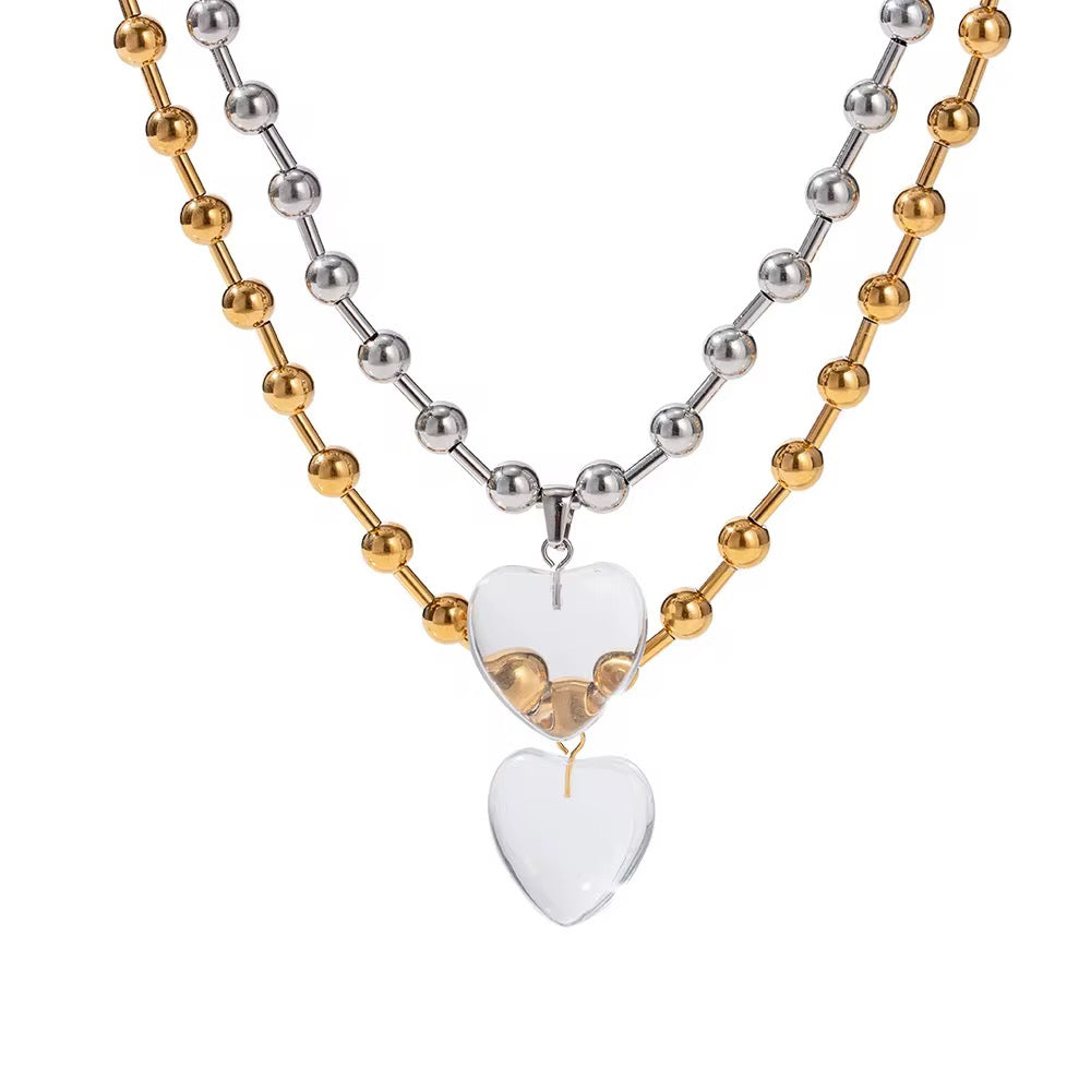Beaded Heart Pendant Necklace