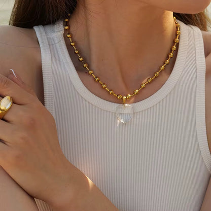 Beaded Heart Pendant Necklace