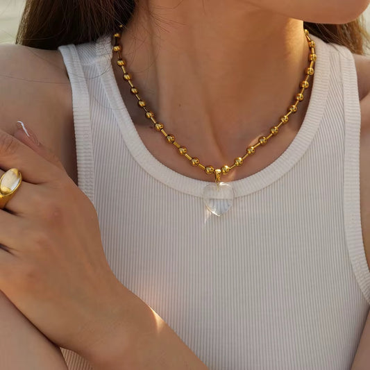 Beaded Heart Pendant Necklace